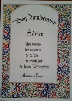 Grande carte anniversaire Personnalisée - Atelier de Calligraphie et  d'Enluminure